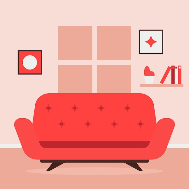 Vektor rote couch im wohnzimmer