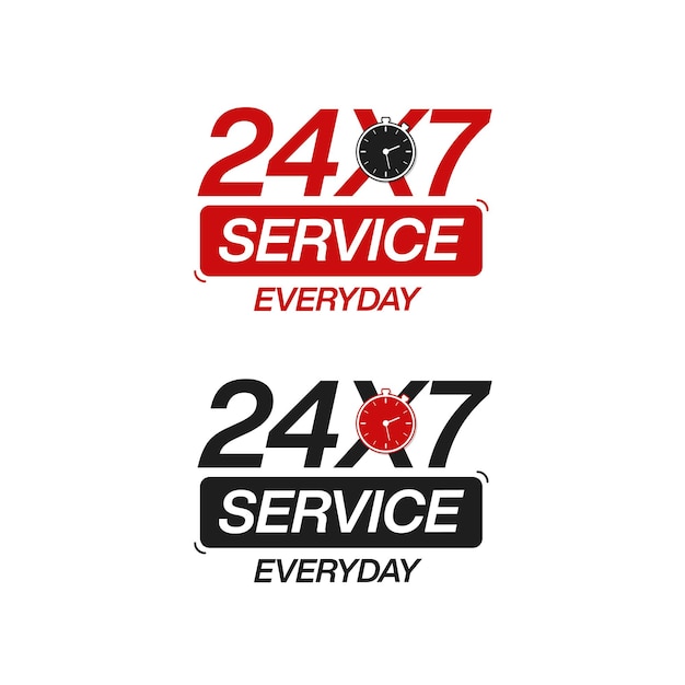 Rote farbe 24 x 7 service logo design alltagsvektordatei