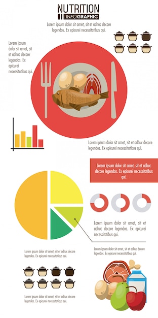 Rote infografik der nahrung und des lebensmittels