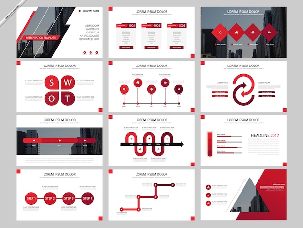 Vektor rote infografik präsentationsvorlagen