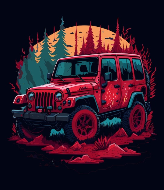 Rote Jeep-Illustration