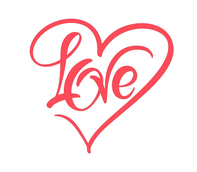 Rote Kalligraphie Wort Liebe Vektor Valentinstag handgezeichnete Schriftzug Herz Urlaub Design Valentinskarte