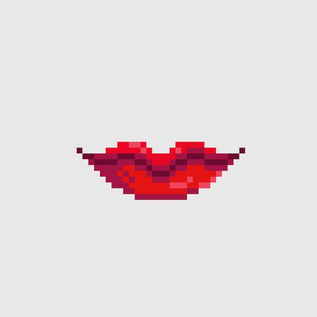 Rote lippen im pixel-art-stil