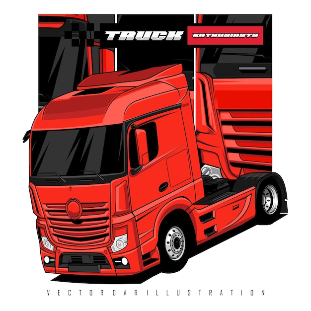 Vektor rote lkw-illustration mit weissem hintergrund