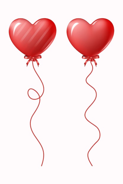Vektor rote luftballons in herzform isoliert auf transparentem hintergrund vektorillustration