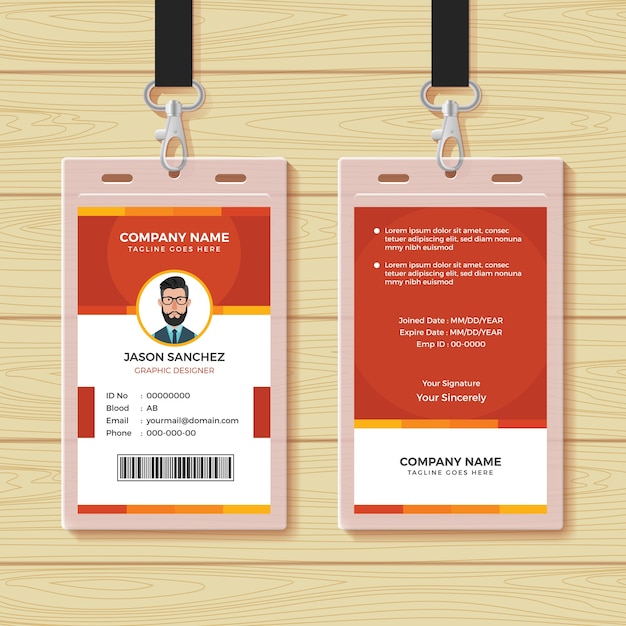 Rote mitarbeiter id card design-vorlage