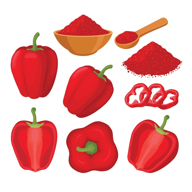 Rote paprika-vektorsatzillustration