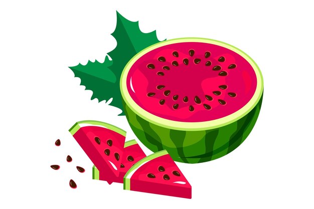 Rote reife wassermelone, halb dreieckig, frisch