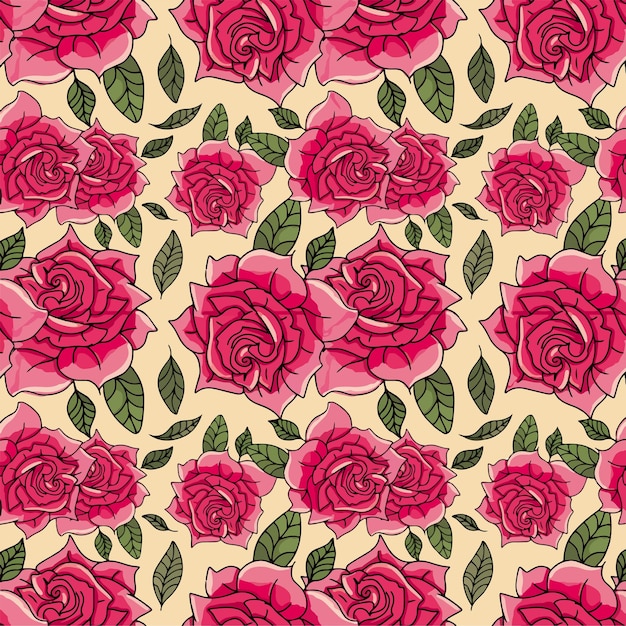 Rote rose blumen muster wiederholen vektor hintergrunddesign