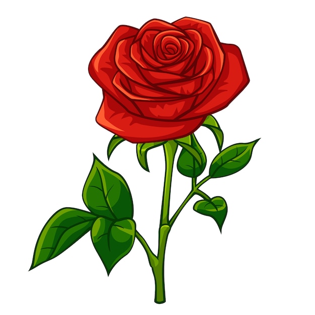 Rote rose Cartoon-Stil