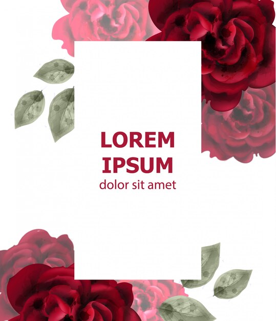 Rote rosen-aquarellkarte