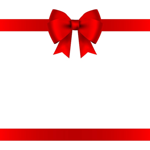 Rote schleife für geschenk- und grußkarten, isoliert auf weißem hintergrund