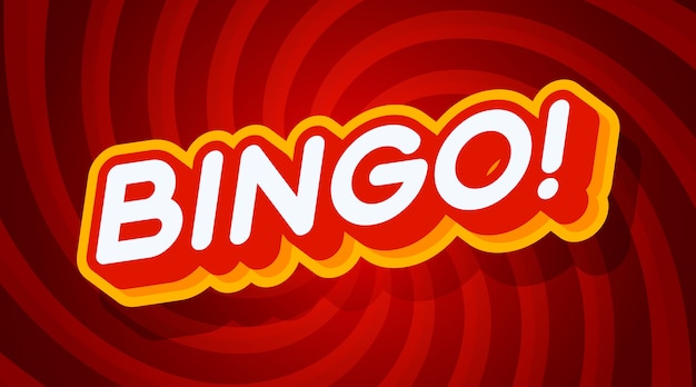 Rote und gelbe bingo-texteffektschablone mit 3d typart