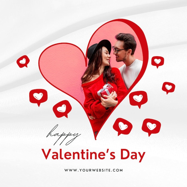 Rote und weiße romantische Valentinstag-Instagram-Post