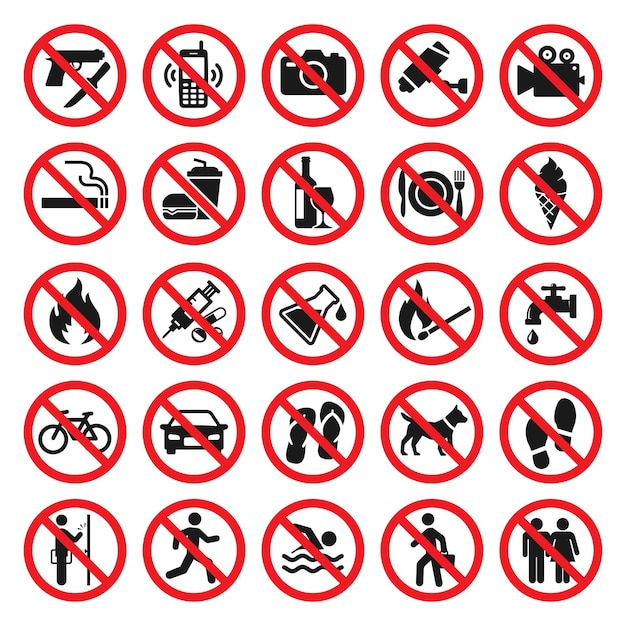Rote Verbote Zeichen Sammlung Illustration