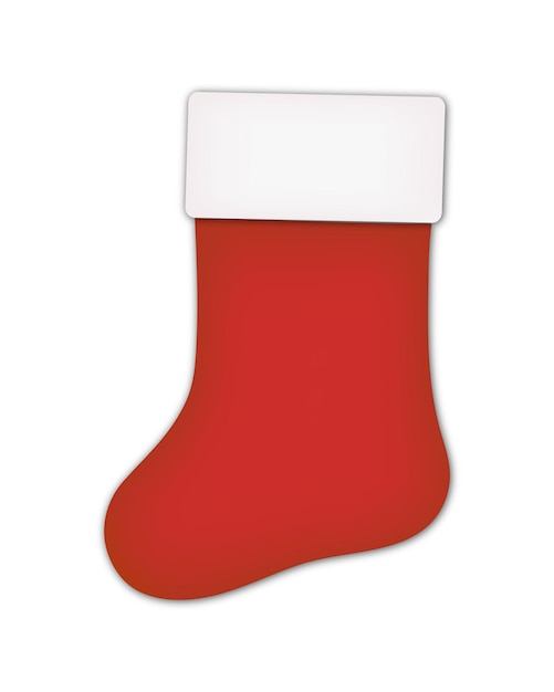 Rote Weihnachtssocke Vektorillustration lokalisiert auf weißem Hintergrund