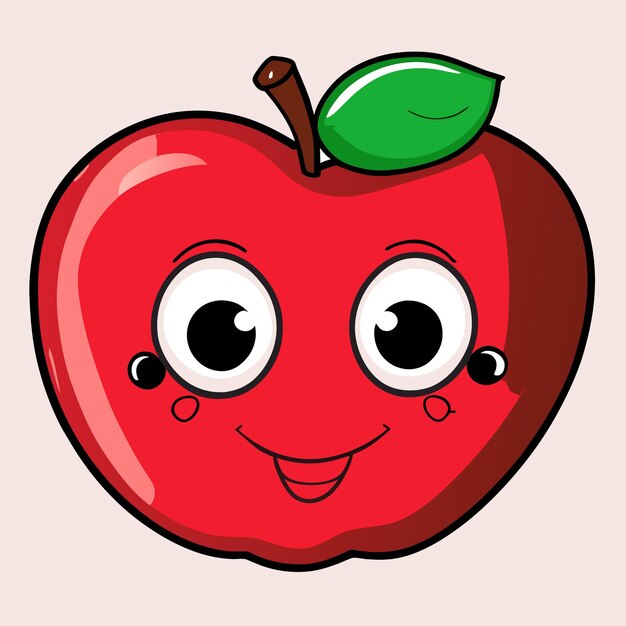 Vektor roter apfel handgezeichnetes cartoon-aufkleber-symbol-konzept isolierte illustration