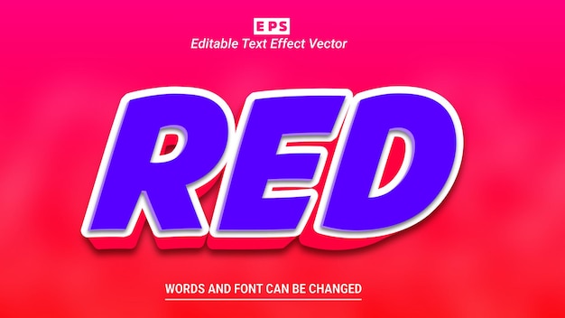 Roter bearbeitbarer text-effekt-vektor 3d mit hintergrund