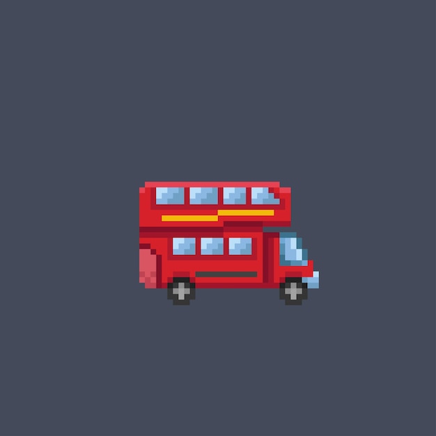 Roter bus im pixel-art-stil