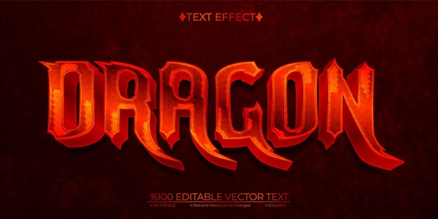 Roter Drache editierbarer Vektor-3D-Texteffekt
