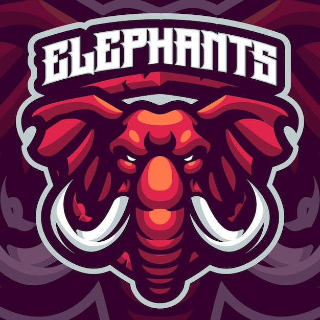 Roter elefant maskottchen logo vorlage