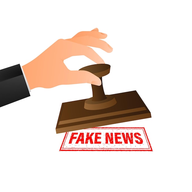 Roter fake-news-stempel social-media-konzept logo-symbol vektor-logo