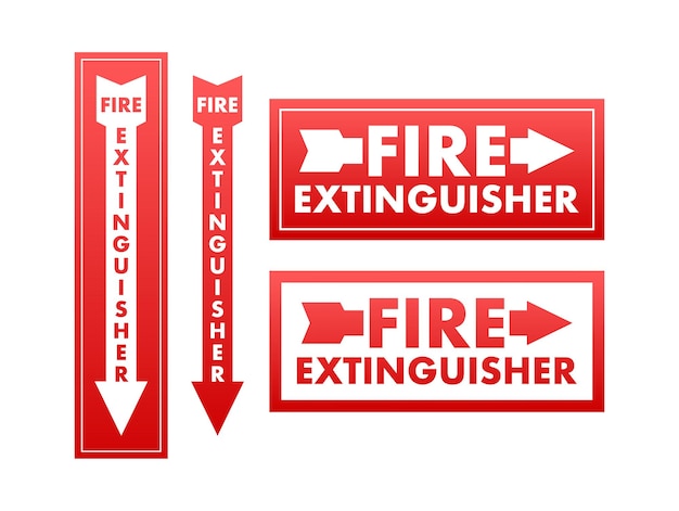 Roter Feuerlöscher Informationen zur Flammenbekämpfung Vektorvorratillustration