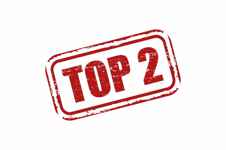 Vektor roter grunge-stempel mit den worten top 2 in rot auf weißem hintergrund