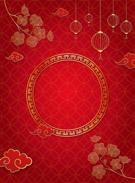 Vektor roter hintergrund stil chinesisches neujahr design-vorlage