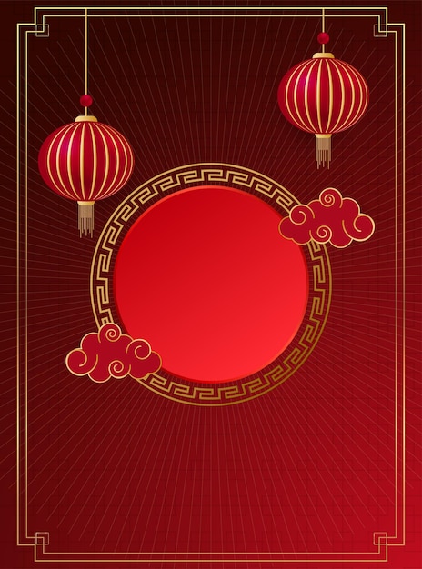 Roter hintergrund stil chinesisches neujahr design-vorlage