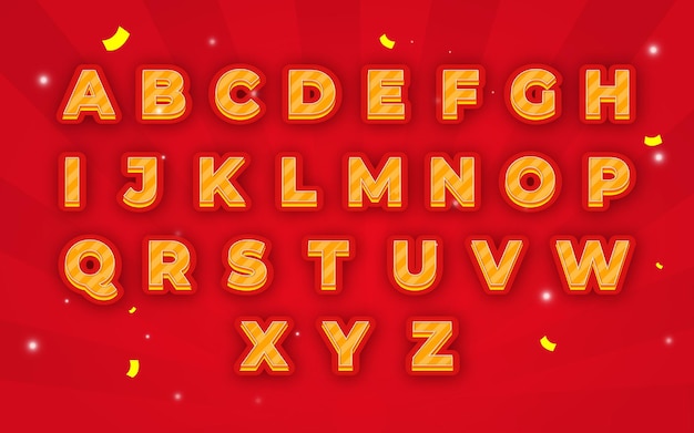 Roter hintergrundschablonenvektor des gelben typografiealphabets