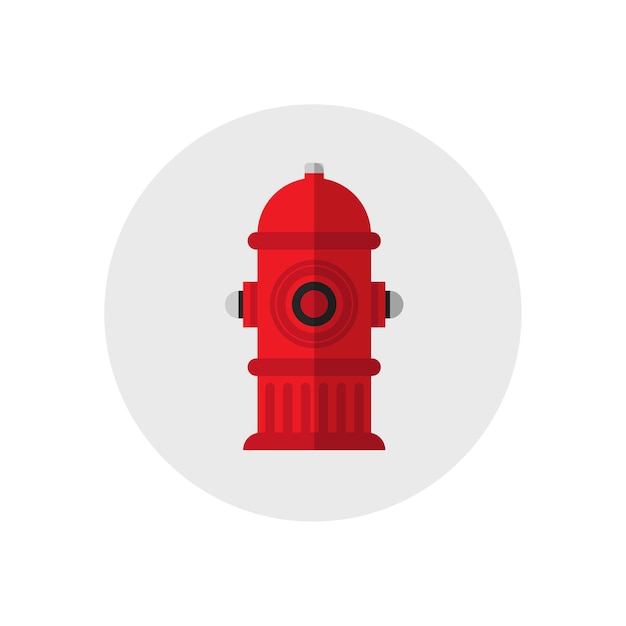 Roter hydrant der ikone. einzelne schattenbildfeuer-ausrüstungsikone. flache art.