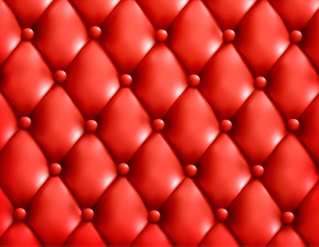 Roter Knopf-getufteter Lederhintergrund.