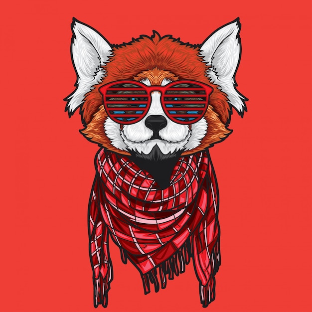 Roter panda-hipster