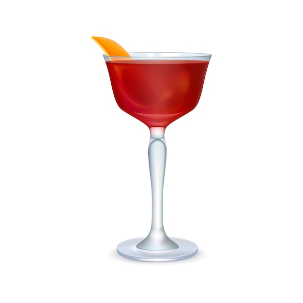 Roter realistischer Cocktail auf weißem Hintergrund