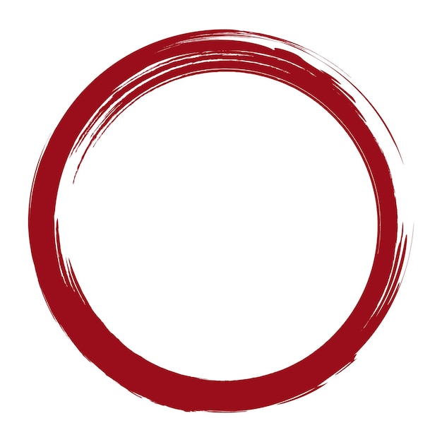 Roter runder grunge-rahmen mit einem pinsel gezeichnet logo-symbol-label und abzeichen banner-insignien