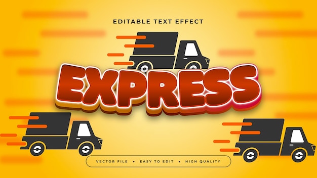 Roter, schwarzer und gelber Express 3D-Editierbarer Text-Effekt-Schriftstil
