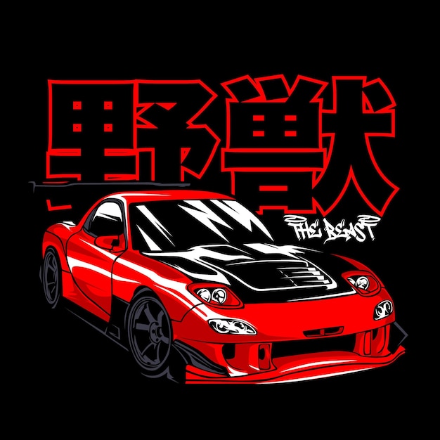 Roter Sport-Rennwagen-japanisches Vektor-Design