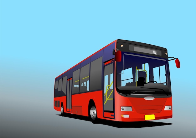 Roter Stadtbus auf der Straße Vektor-3D-Darstellung