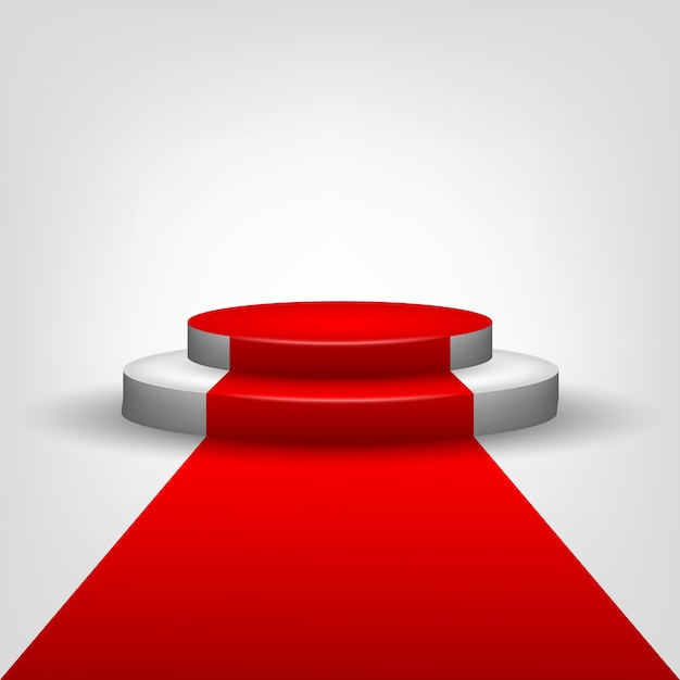 Roter Teppich auf Podestbühne
