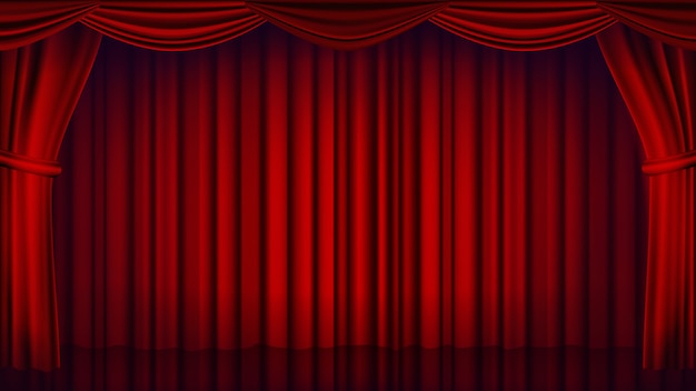 Roter Theater-Vorhanghintergrund. Theater, Oper oder Kino Hintergrund der geschlossenen Szene. Realistische rote Vorhänge Illustration