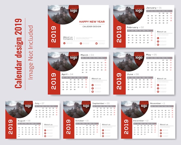 Roter Tischkalender 2019
