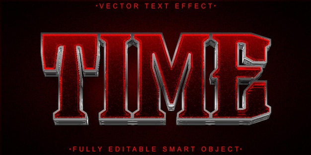 Roter Zeitvektor voll redigierbarer Smart Object Text-Effekt