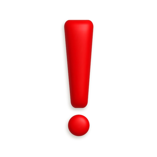 Rotes Ausrufezeichen Symbol Achtung oder Vorsicht Zeichen Symbol 3d