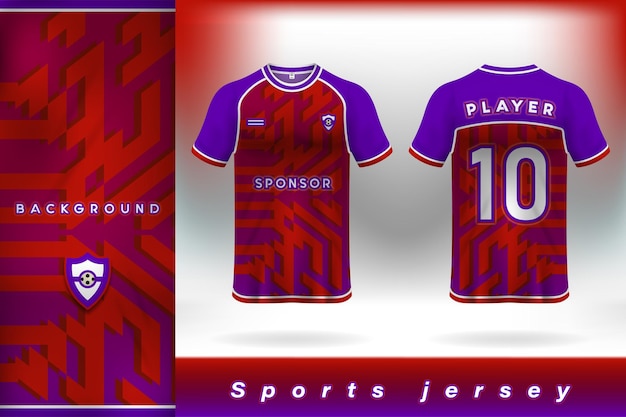 Rotes lila sport-trikot-template-design