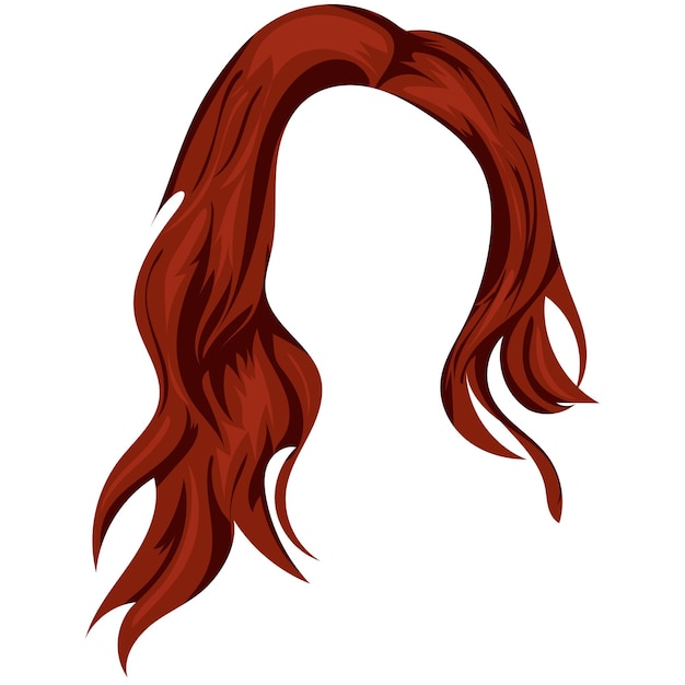 Vektor rotes mittellanges weibliches haar mit verschiedenen farbtönen