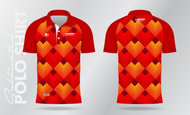 Vektor rotes polo-shirt-mockup-schablonentwurf für sporttrikot