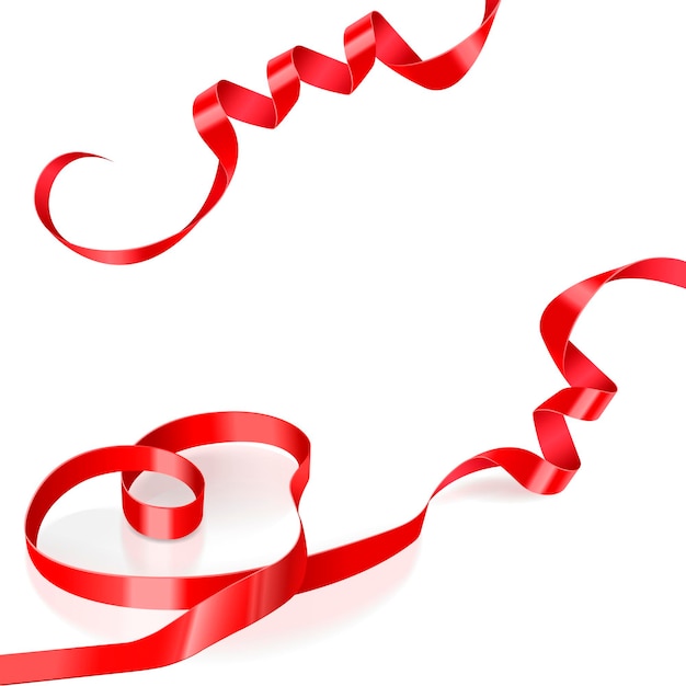Rotes Satinband in Form eines Herzens