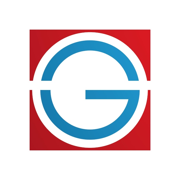 Rotes und blaues rundes und quadratisches symbol für den buchstaben g