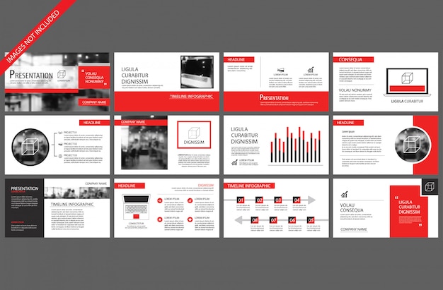 Rotes und weißes Element für Dia infographic auf Hintergrund.